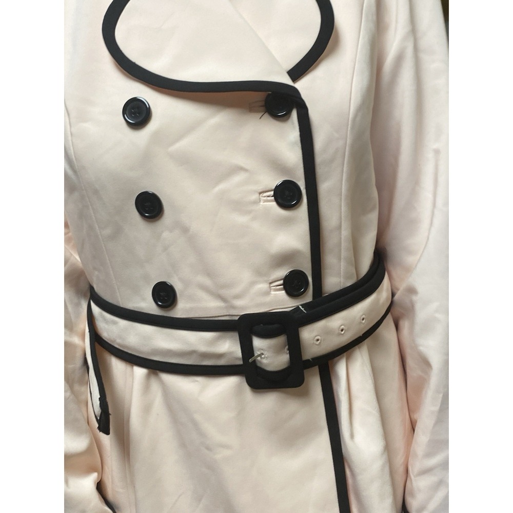 ELLE Size 12 Pastel Pink Black Edge Dress Jacket Spring Coat Duster Vintage 1950 - Picture 3 of 6